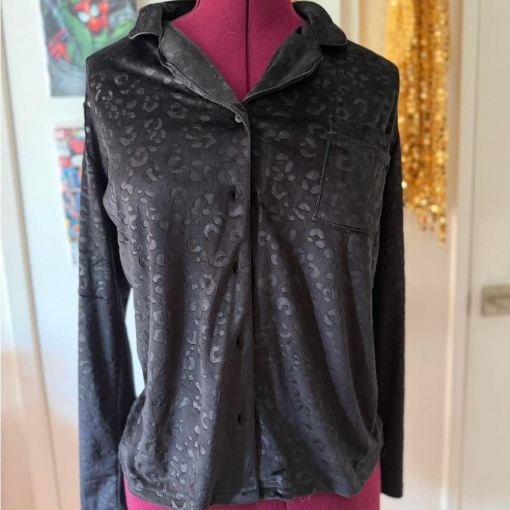 Women's Black Leopard Print Pajama Set